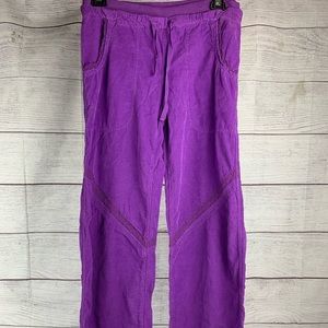 NWT DEHA Purple Corduroy pants w/ruffle & crochet detail NEW